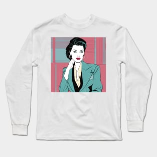 Rare Beauty Art Deco Patrick Nagel 80s Long Sleeve T-Shirt